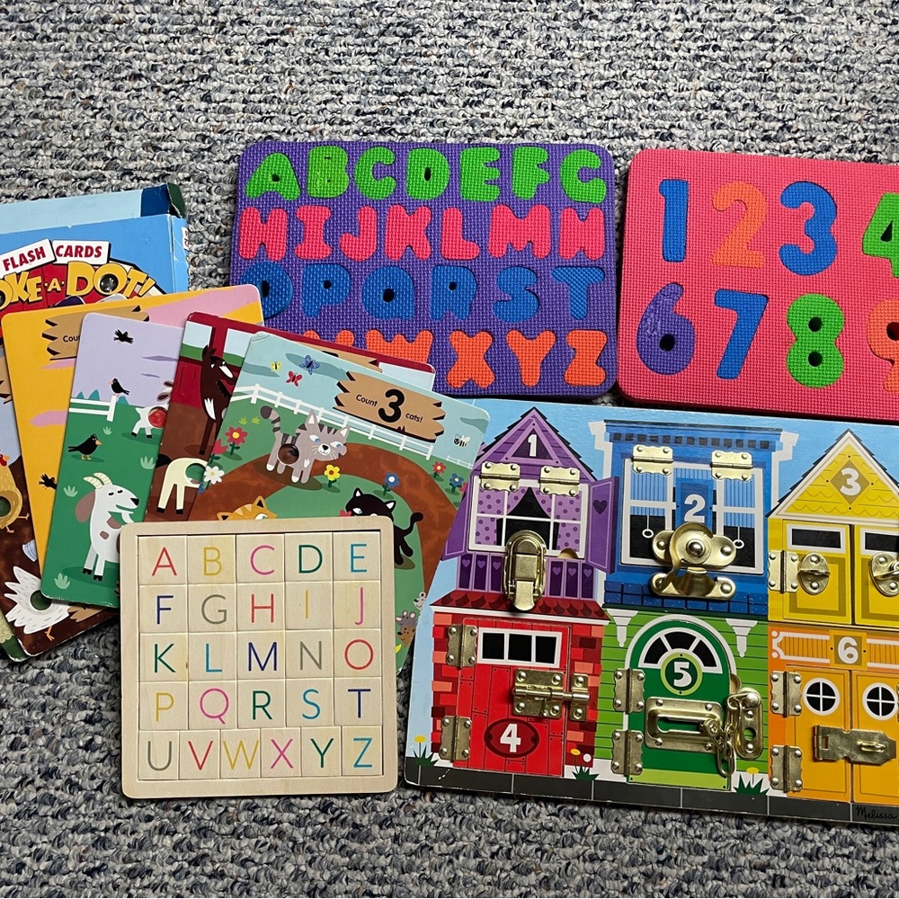 Counting and Alphabet Toys Bundle, Melissa & Doug Latches Board
